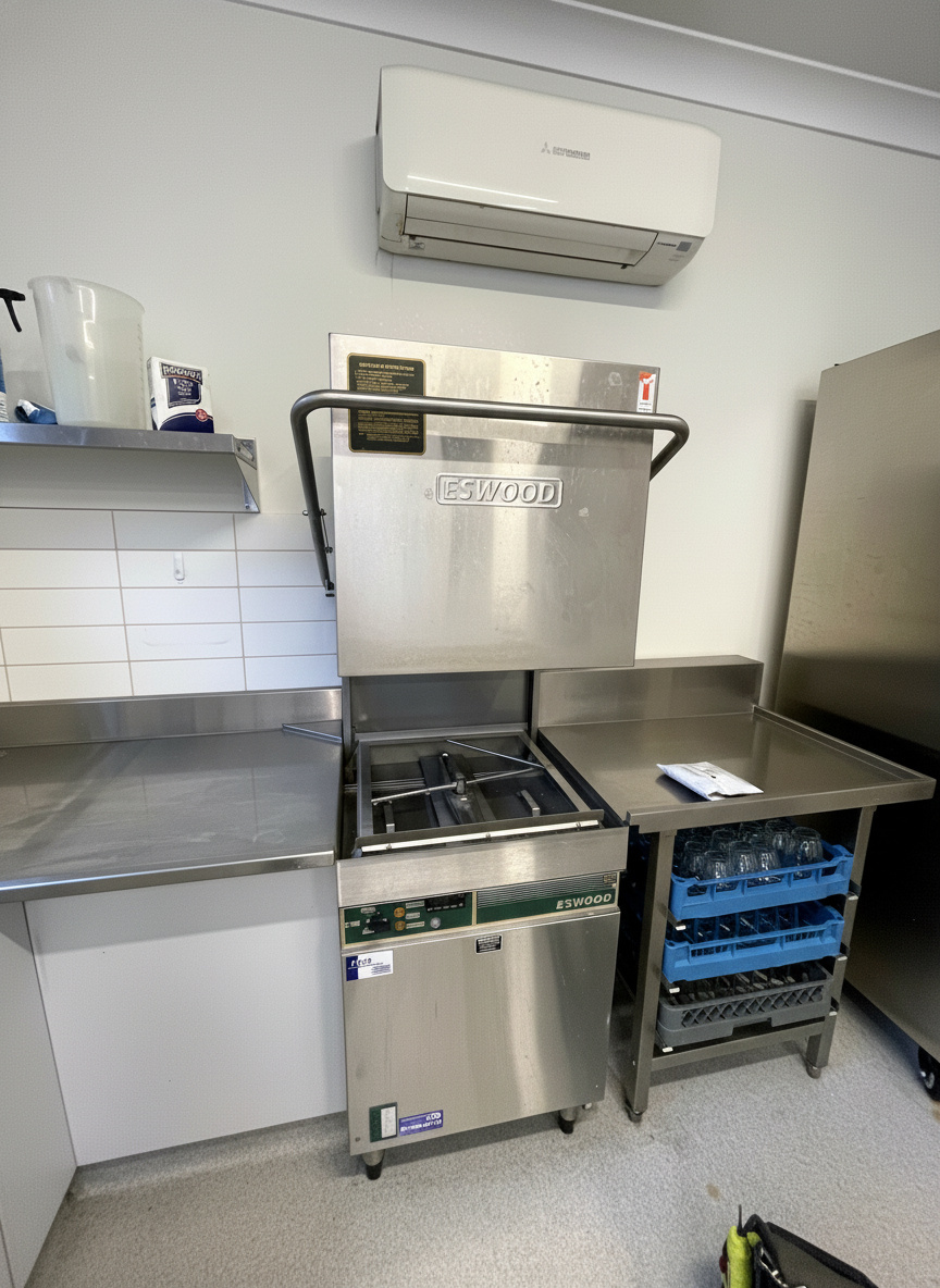 Technician repairing an appliance