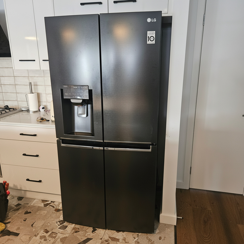 Technician repairing an appliance