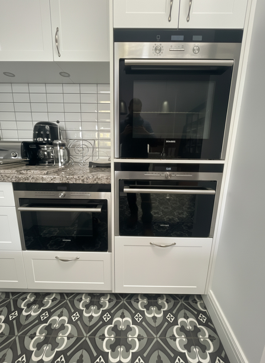 Technician repairing an appliance